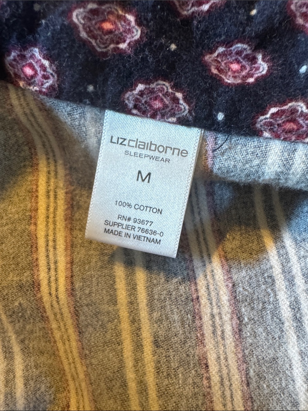 Liz Claiborne Sleepwear Striped and Floral Cotton PJs- Blue, Pink & white